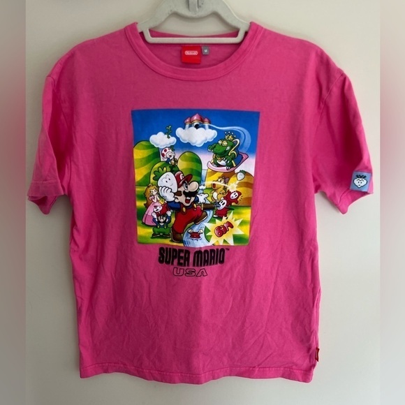 Nintendo Super Mario USA Made in Japan RARE TShirt Size Medium Pink - Picture 1 of 9